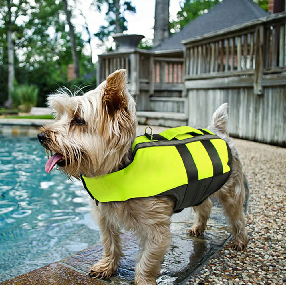 

Dog Life Jacket Vest Saver Safety Swimsuit Preserver with Reflective Stripes Rescue Handle Adjustable Belt for Small Medium Dogs