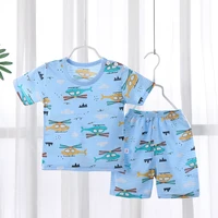 childrens t shirt set 0 7 years old summer childrens baby short sleeved shorts home clothes sweat absorbing breathable pajamas