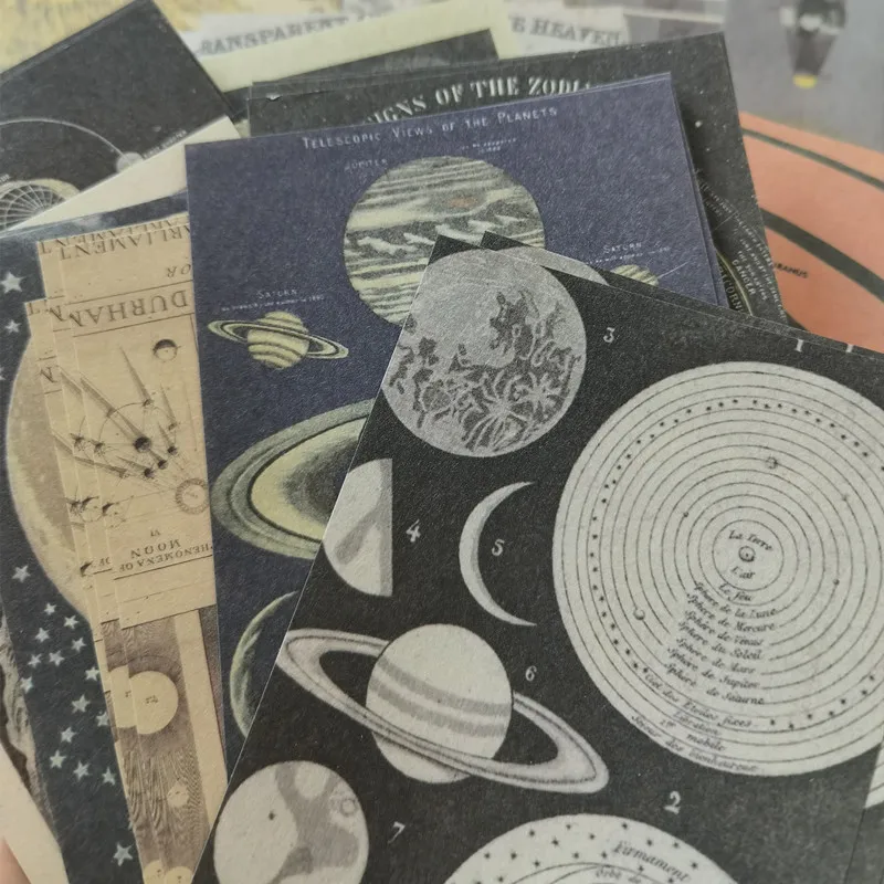 

Vintage Galaxy phase Moon Material Paper Cosmic planet Scrapbooking Journal Diary Collage Background Decorate Retro Stationery