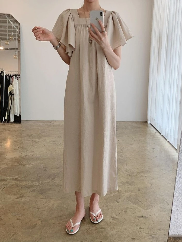 

Новинка лета 2022, женское платье из хлопка и льна, элегантные и модные платья во французском стиле с длинной юбкой для женщин