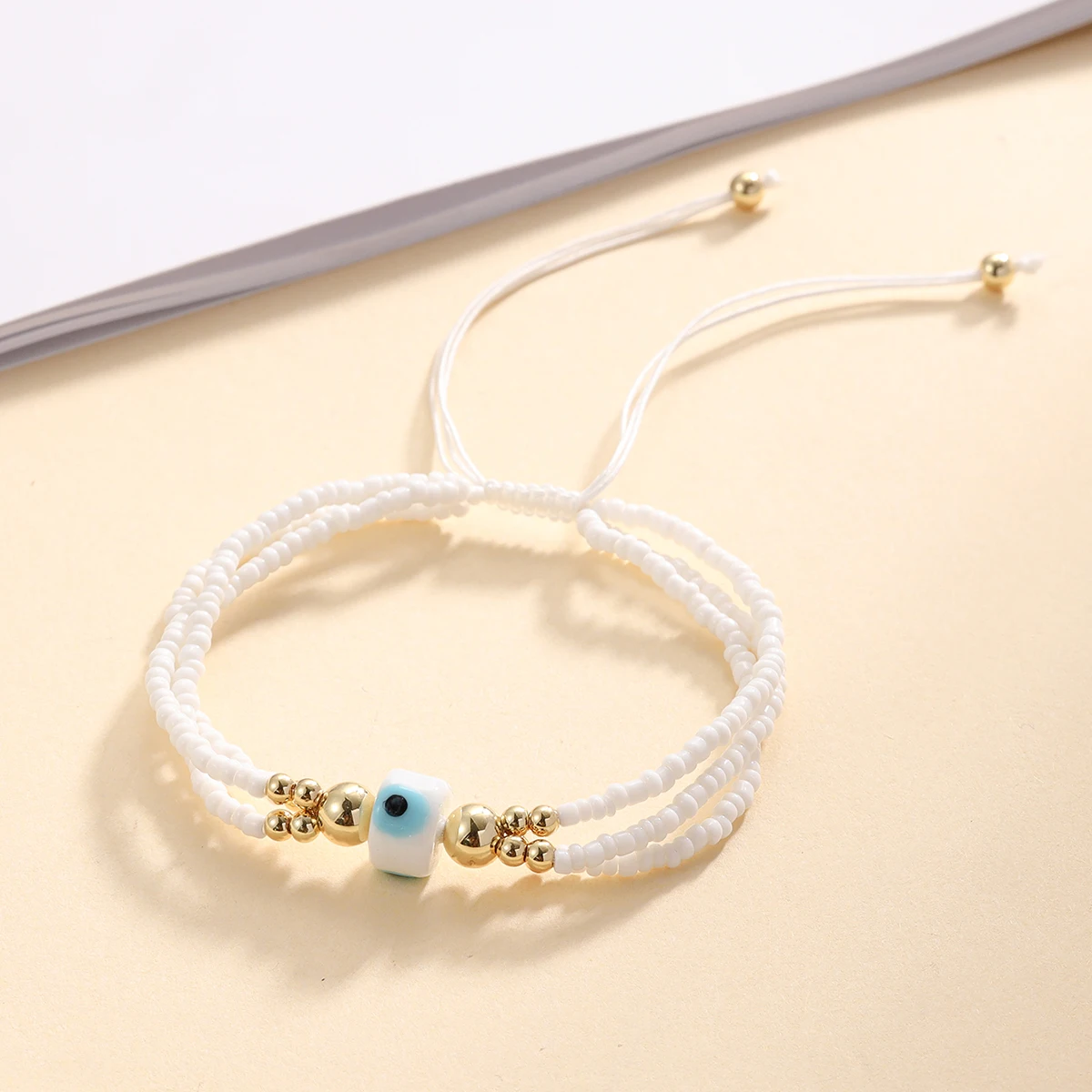 European and American customs, ethnic elements, devil's eyes, multi-layer layered women's bracelet, colorful rice bead bracelet