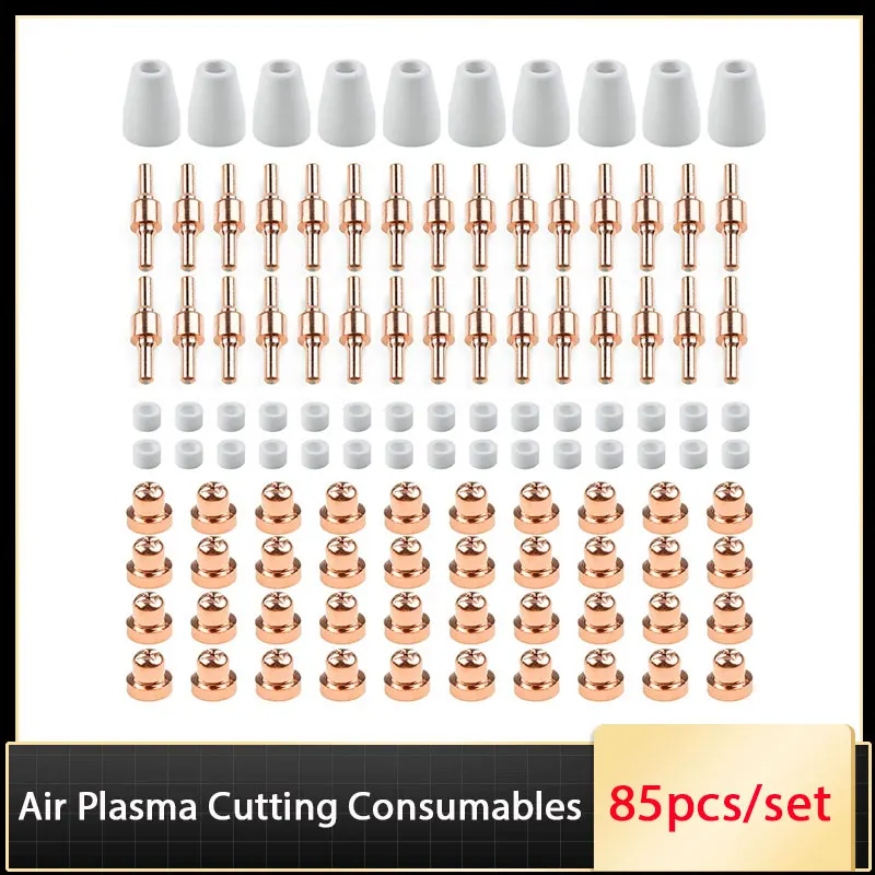 

85pcs/set LG-40 PT-31 Air Plasma Cutting Consumables Welding Nozzles Tip Electrode Shield Cups Swirling Rings For L-TEC PT-31