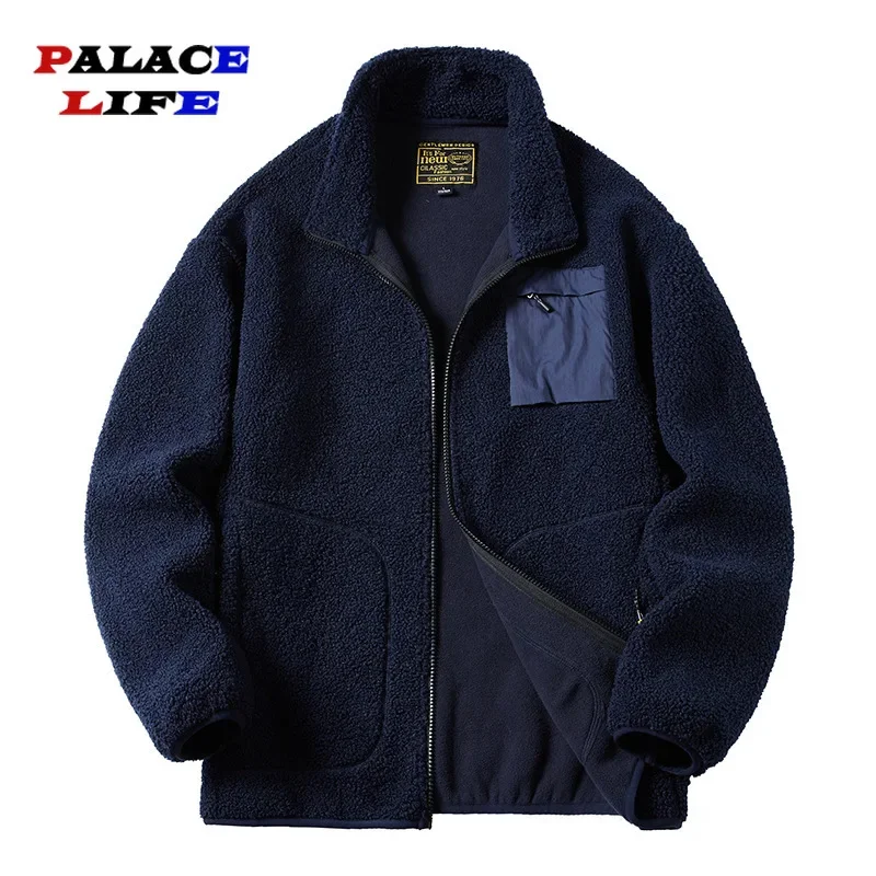 

Утепленные плюшевые мужские парки, куртки, Кашемировое теплое пальто из ягненка, свободный двусторонний флисовый кардиган, осенне-зимняя американская куртка унисекс