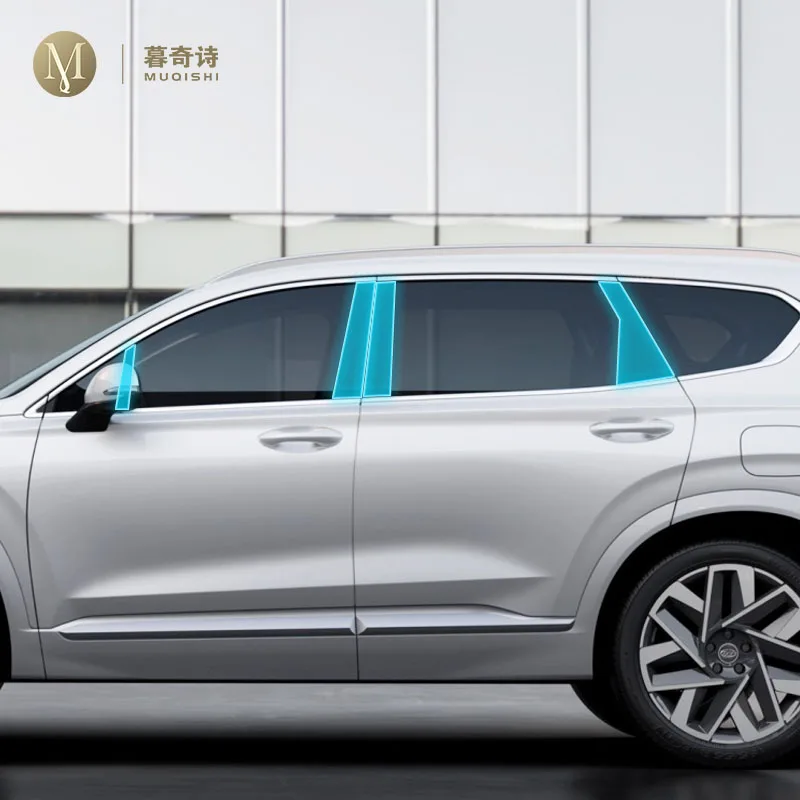 

For Hyundai Santa Fe 2020-23 Window Center Pillar Protective Film Anti-scratch Cover Car Protector Exterior Accessories TPU Film