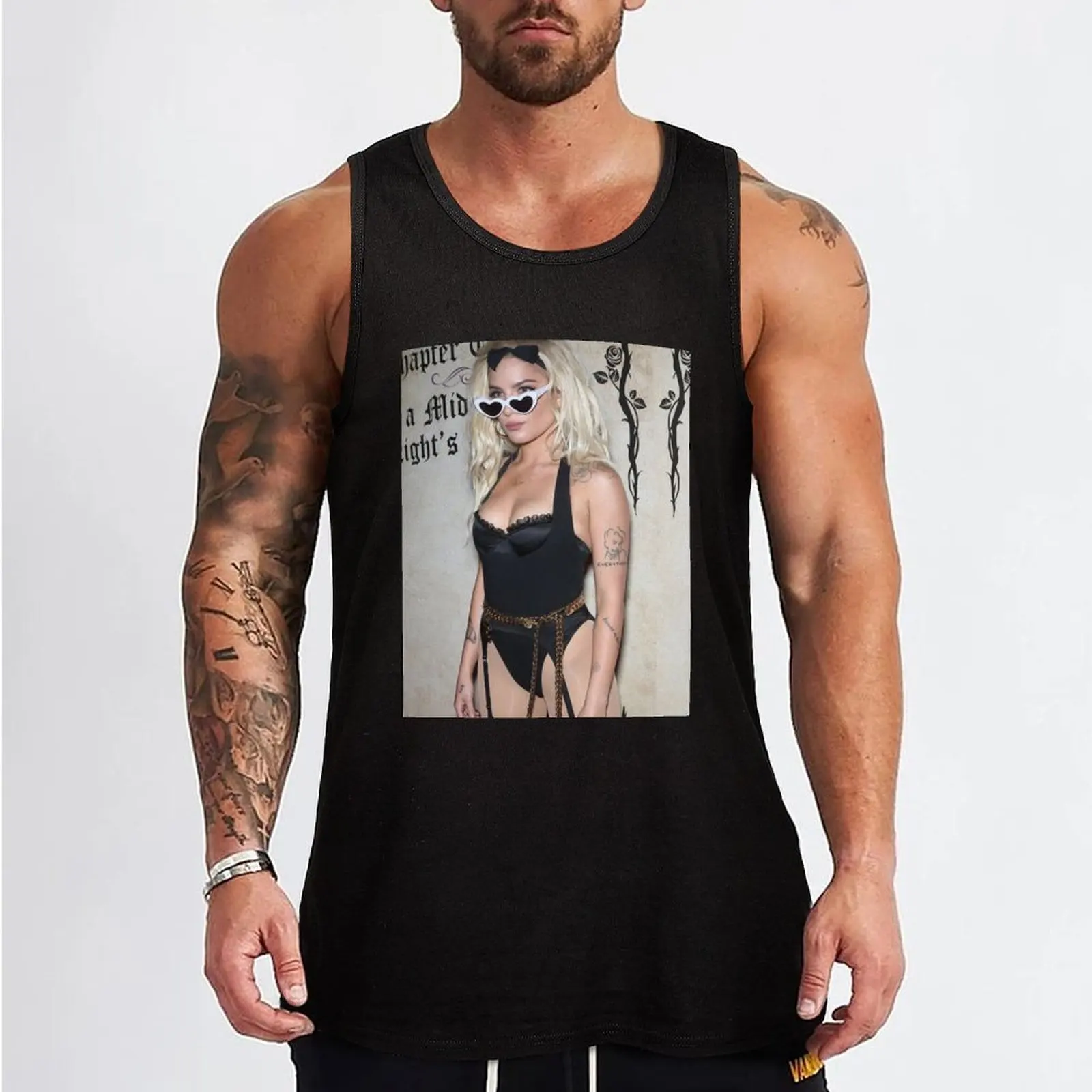 Halsey Tank Top Мужская летняя одежда для бодибилдинга мужская футболка спортзала