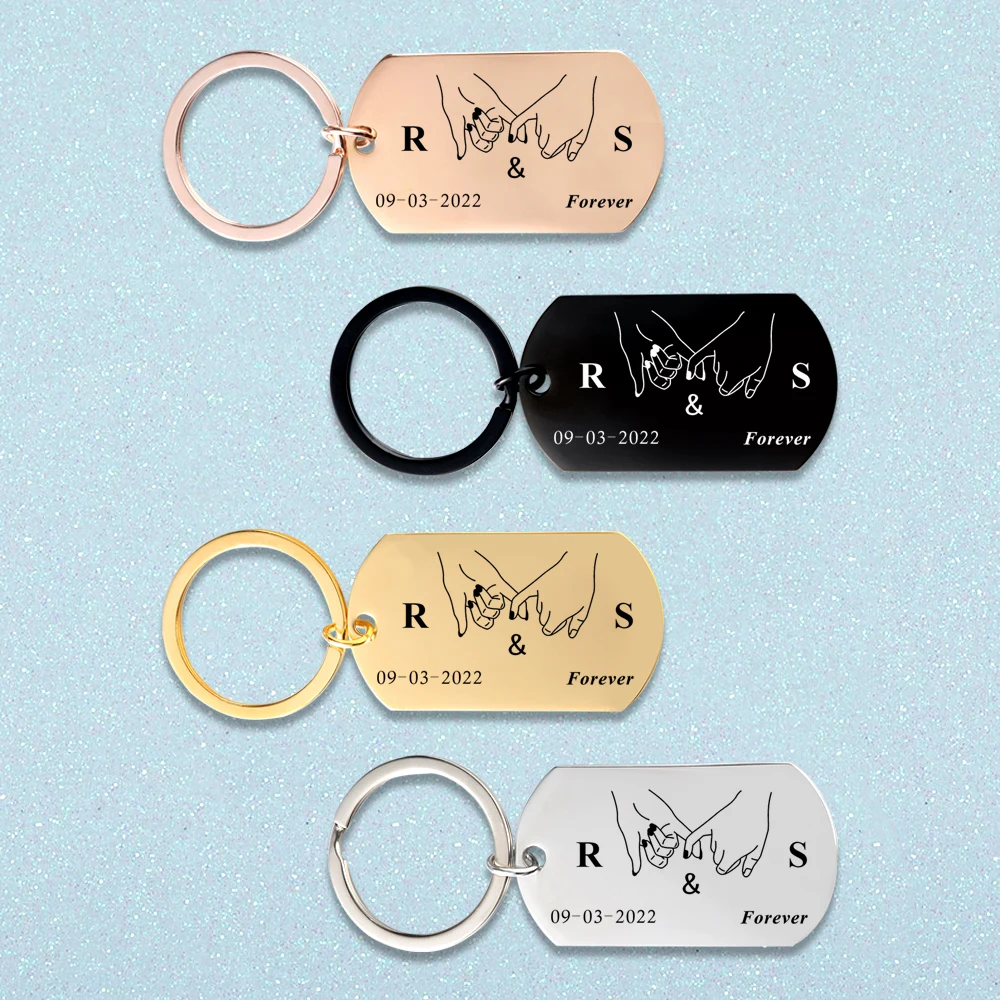 Изготовленный на заказ брелок с датой годовщину для пары женский подарок нее