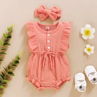 newborn rompers infant cute baby clothes lace sleeve solid color triangle romper baby clothes new born romper