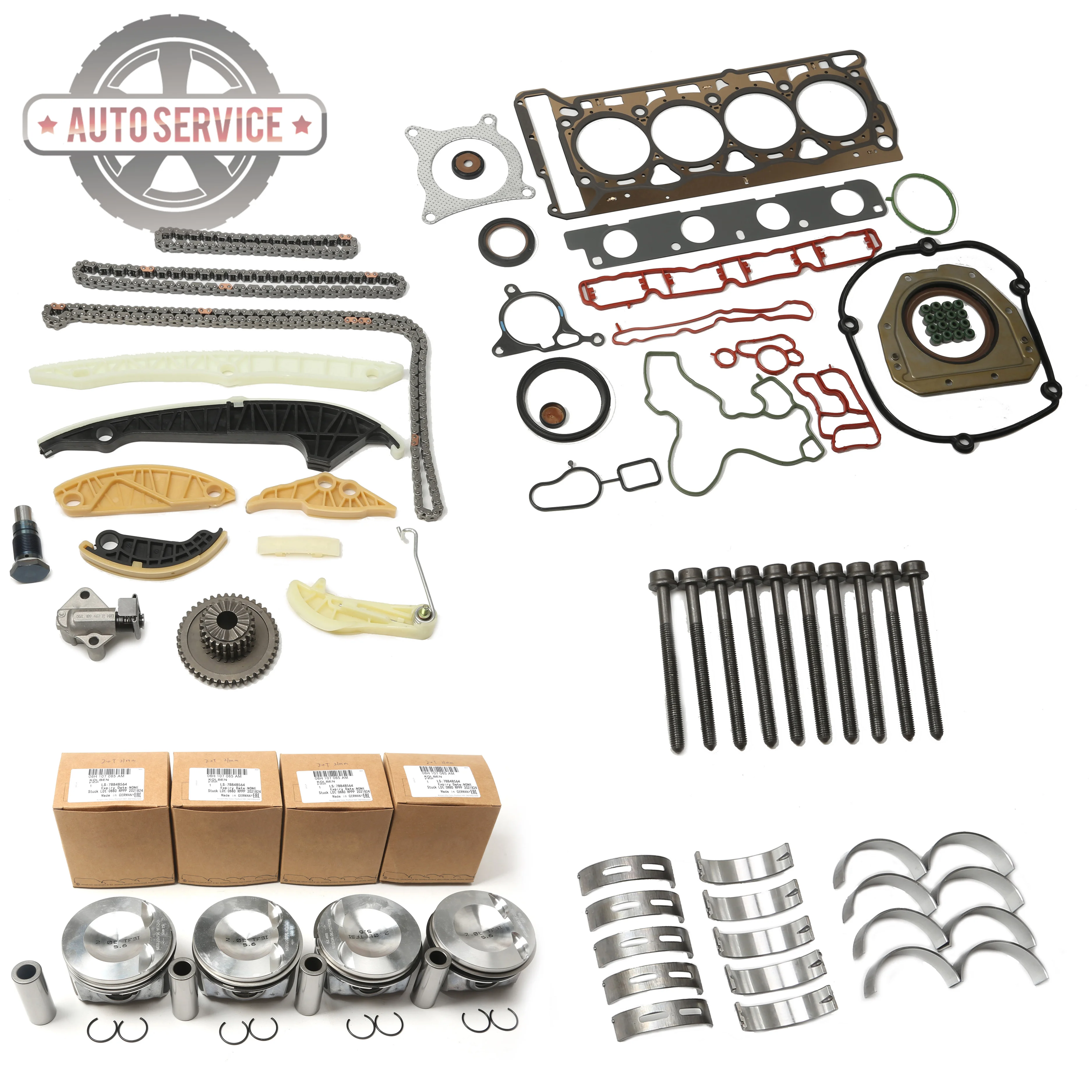 

New Engine Rebuilding Kit 06H 107 065 DD Piston Timing Chain Tensioner Bearing Shell Kit For VW Passat CC Tiguan Audi A4 A5 2.0T