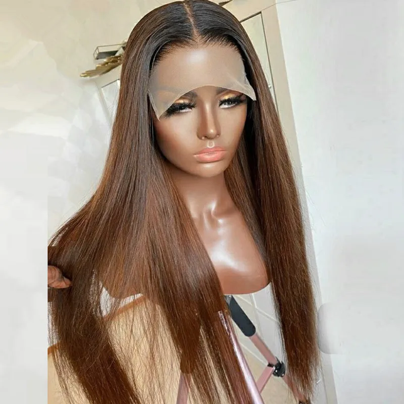 

Preplucked Soft 180%Density 26Inch Ombre Blonde Silky Straight Natural Hairline Glueless Lace Front Wig For Women Babyhair