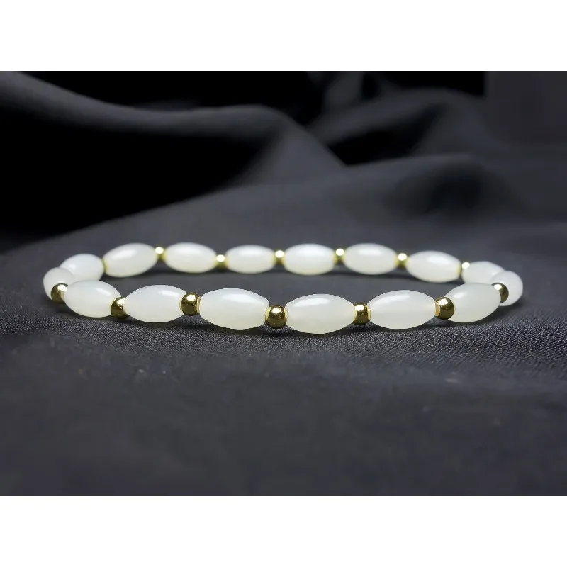 Натуральный белый нефритовый браслет Hetian Модный Универсальный Мужской и женский