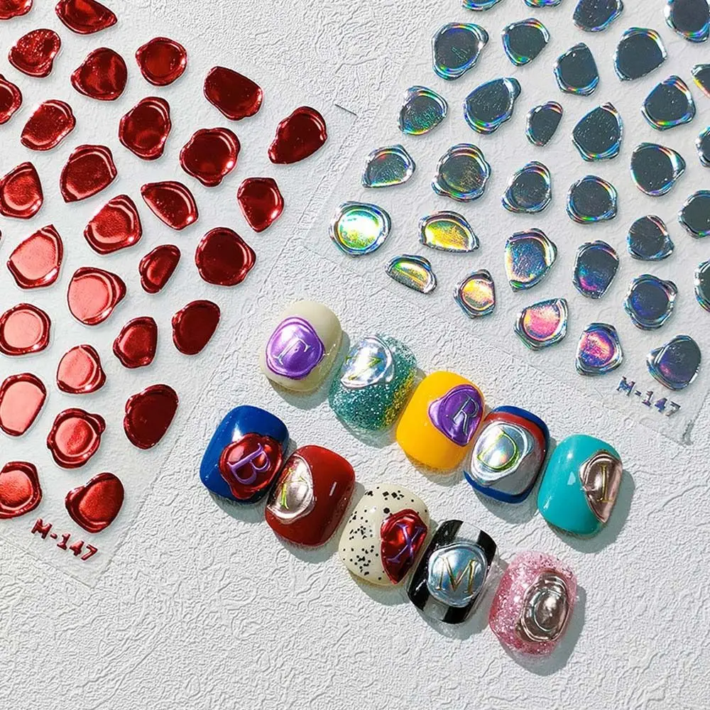 

1pc Bronzing Stamping Jelly Craft Manicure Stickers Retro English Letters Fashion Nail Art Stickers Bronze Bowknot DIY Decals