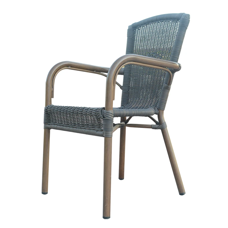 

Aluminum high-back rattan chair in bamboo looking