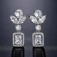 2022 new fashion exquisite romantic square zircon dangle earrings for womens wedding birthday party accessories gifts