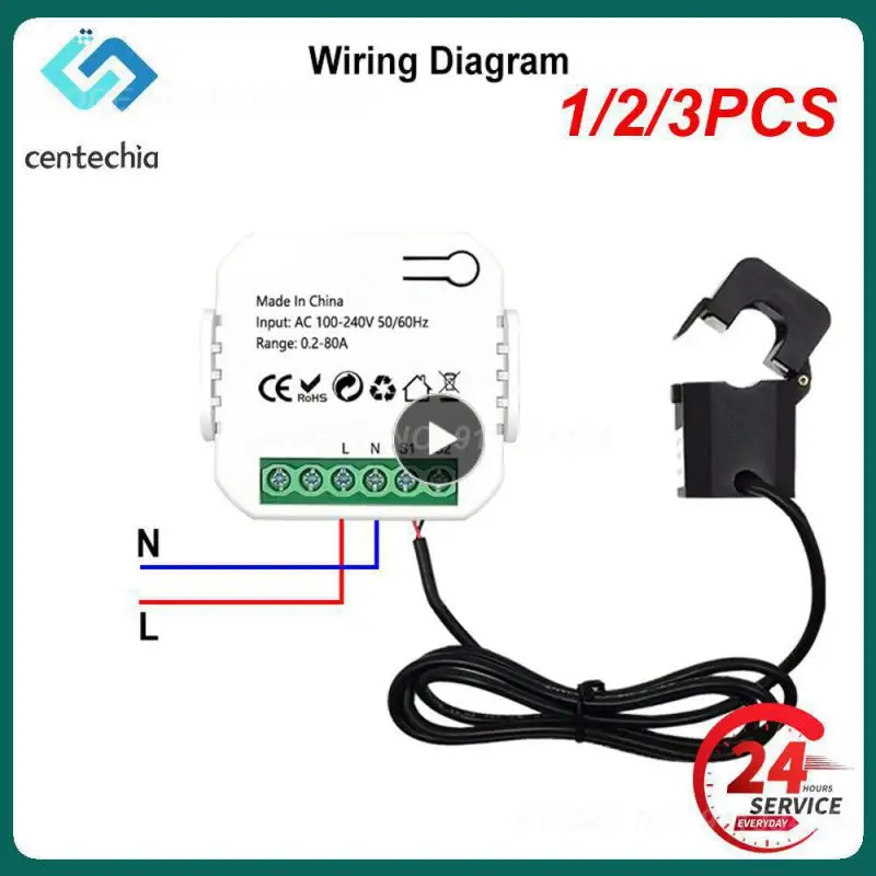 

1/2/3PCS Tuya Smart Life WiFi Energy Meter 80A with Current Transformer Clamp KWh Power Monitor Electricity Statistics110V 230V