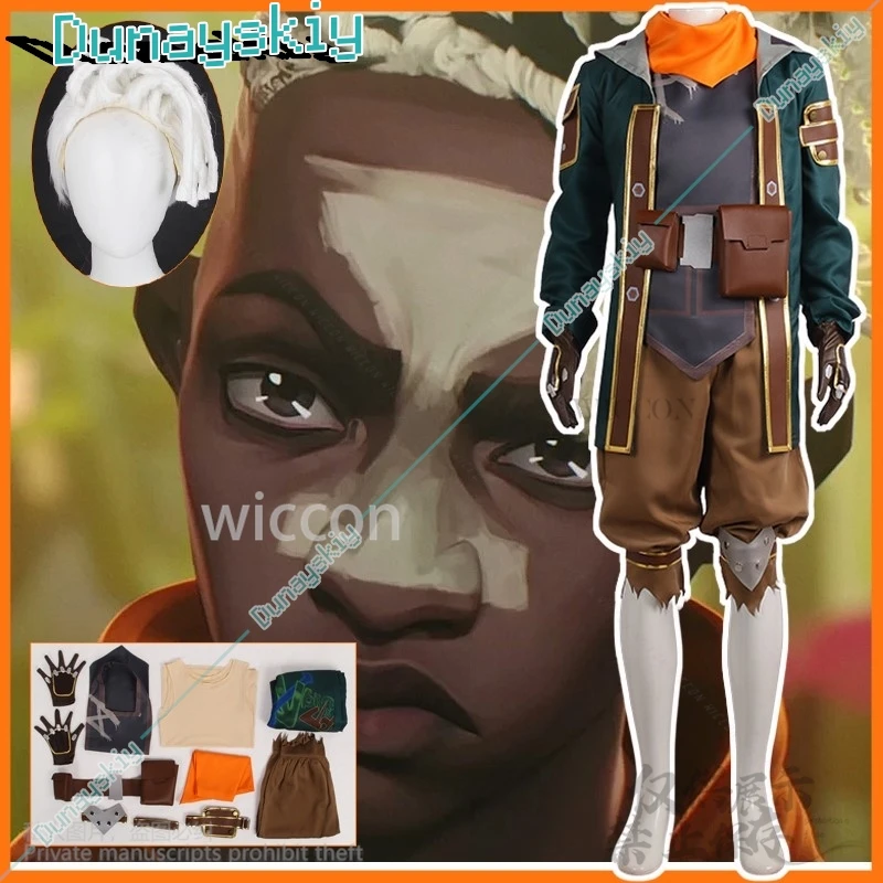 Аниме LOL Arcane Game Косплей Костюм Экко Куртка Брюки Униформа Парик Полный комплект