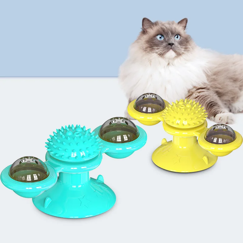 

Windmill Cat Toys Cat Scratcher Toys Interactive Whirligig Turntable for Kitten Brush Teeth Improve IQ Relieve Anxiety Pet Toys