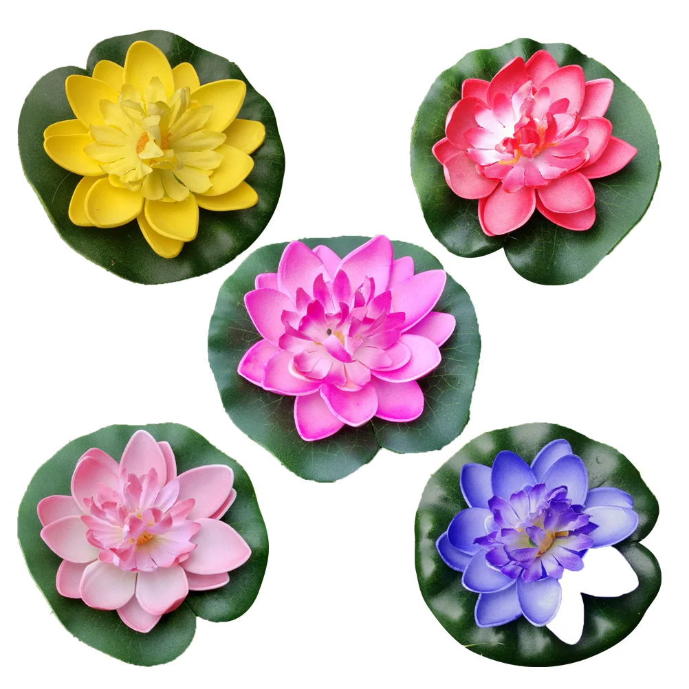 

Lotus Artificial Lily Floating Water Flower Flowers Pond Padsdecorplantspool Fake Simulation Ponds Leaves Decorations Aquarium