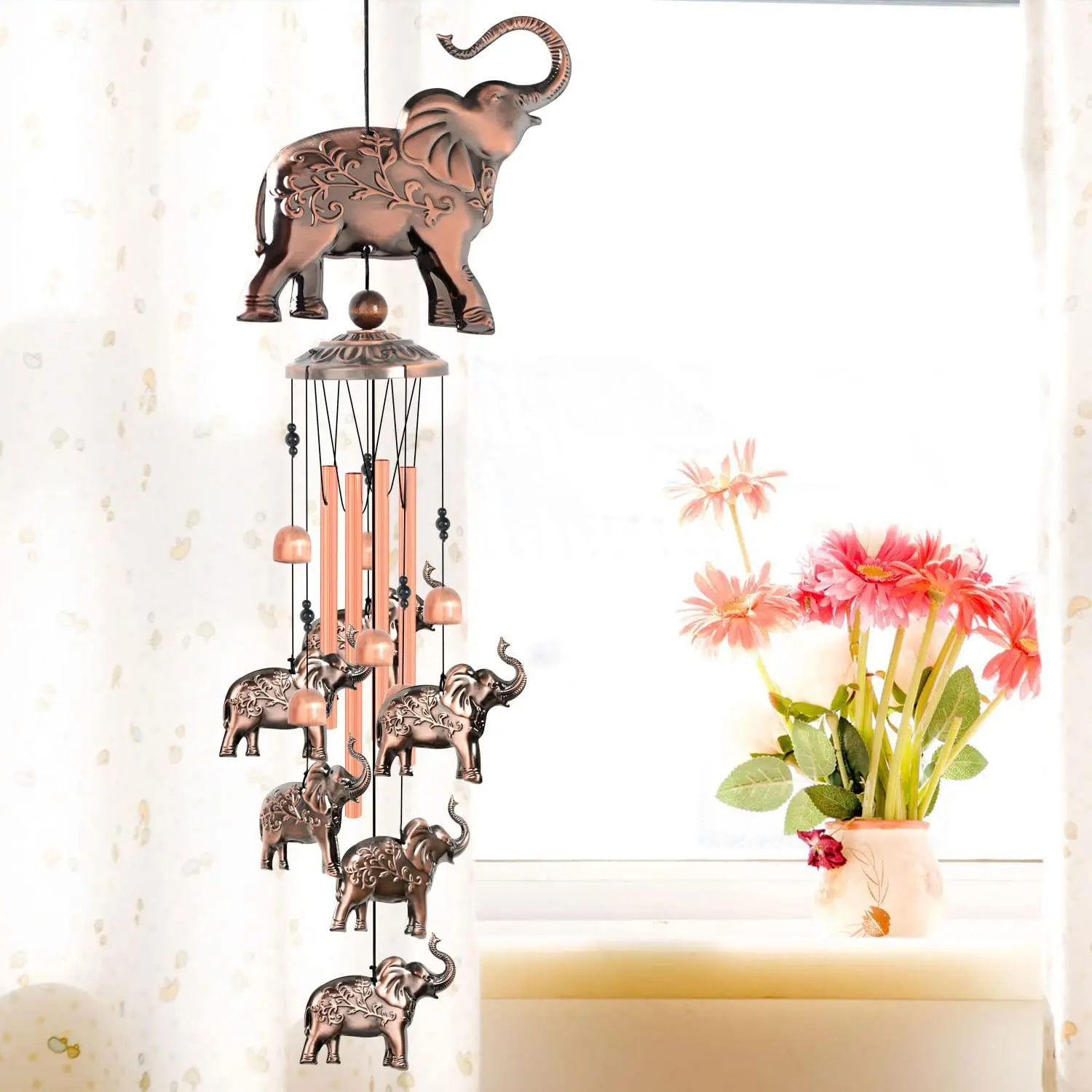 Фото Aluminum tube Elephant Wind Chimes Bronze Retro Iron Wind Chimes Wind Bells for Indoor and Outdoor Home Garden Decoration Gifts №2