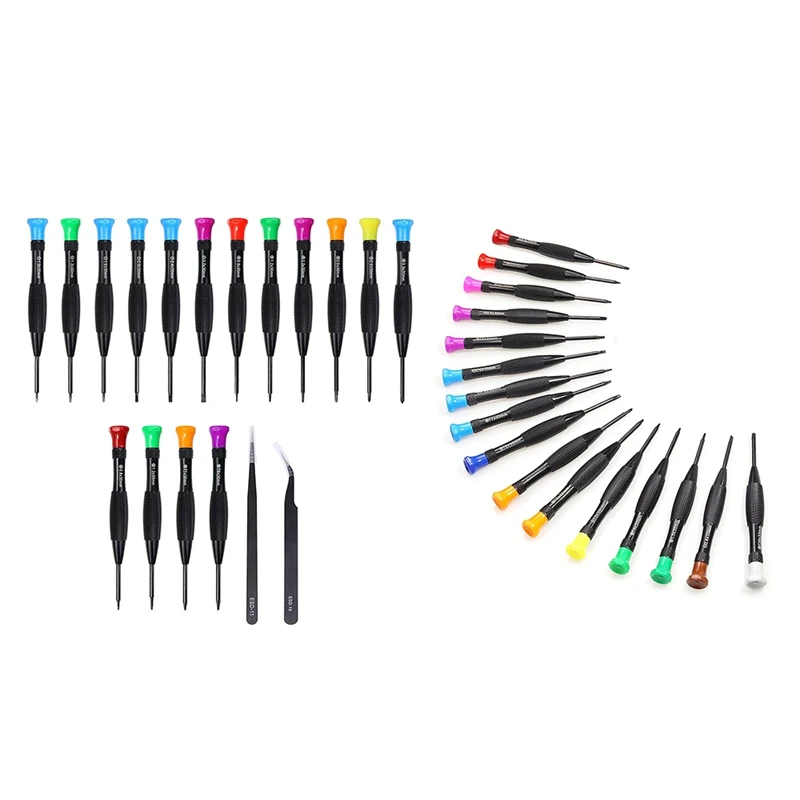 

18Pcs Torx Screwdriver Set Mini Magnetic Torx Flathead Phillips Tweezers For Computer, Watch Repair