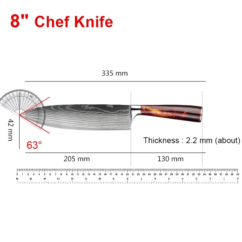 7-дюймовые кухонные дамасские японские ножи шеф-повара из высокоуглеродистой