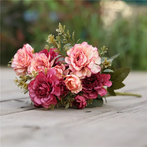 Искусственные пионы, 1 букет, 14 бутонов, цветы чайной розы, Камелия, искусственные цветы для самостоятельного украшения дома, сада, свадьбы