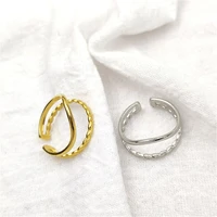 stainless steel double layer ring for women adjustable open rings for women fashion geometry ring statement jewelry gifts