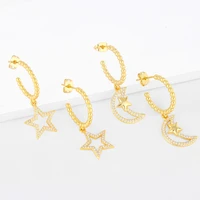 trendy cute star stud earrings jewelry for women simple statement moon cubic zirconia earrings jewelry gift