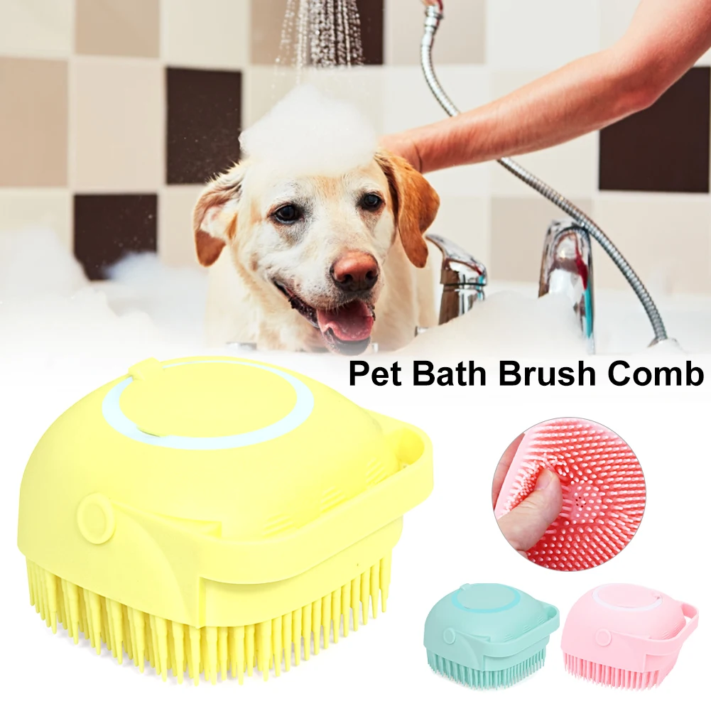 

Soft Silicone Dog Bath Brush Pet Massager Brush Bath Washing Massage Dispenser Shower Brush For Pet Dog Cat Grooming Brush