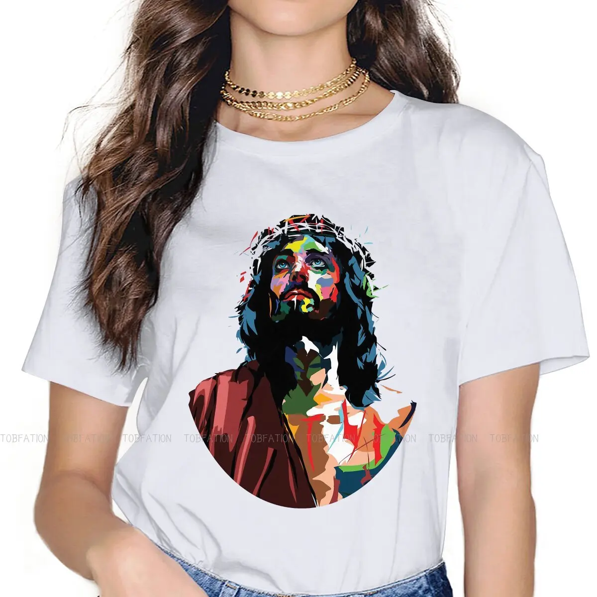 

Colorful Face Special TShirt for Girl Jesus Christ Nativity Top Quality Hip Hop Gift Clothes T Shirt Hot Sale