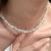 fashion retro clear irregular beaded statement collar necklaces y2k girl clavicle chain short necklace for women hip hop jewelry