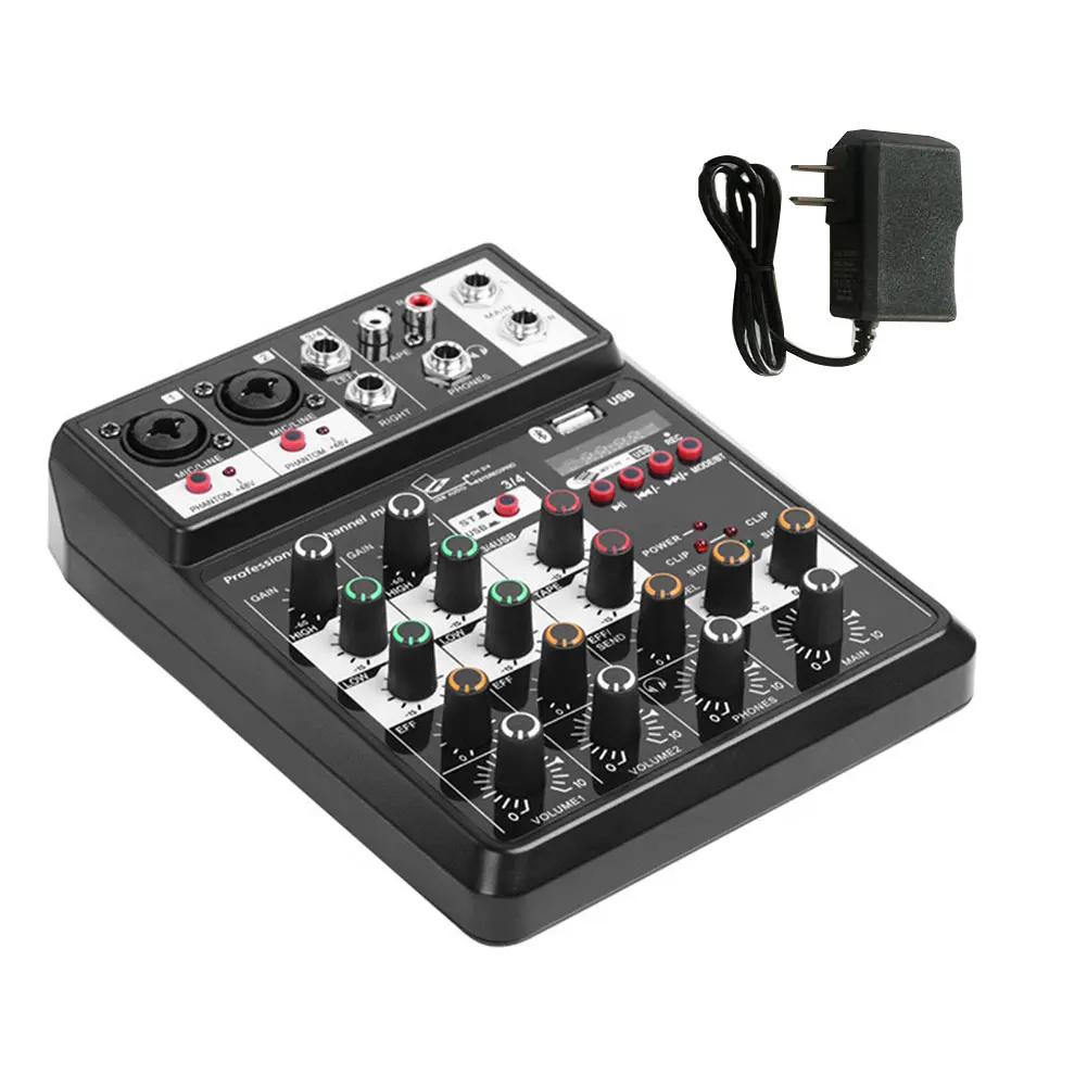 

Compatible Multifunction Music Recording Party Sound Card Computer Home Audio Mixer Portable 4 Channel DJ Professional