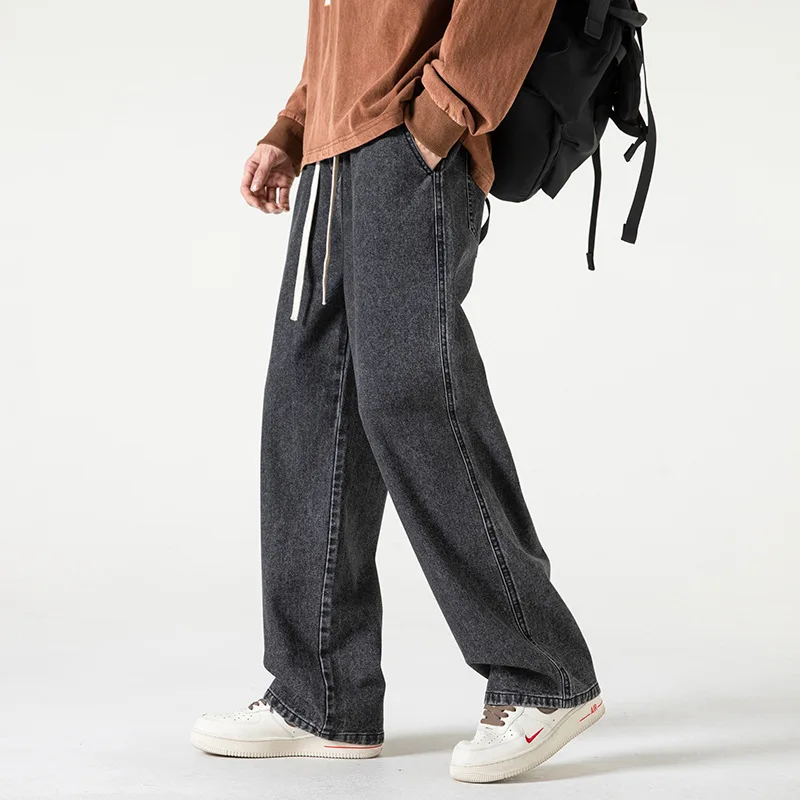 Wide Leg Mens Jean 2023 Spring/summer Unisex Loose Fitting Trend Retro Trendy Straight Leg Denim Pants for Men