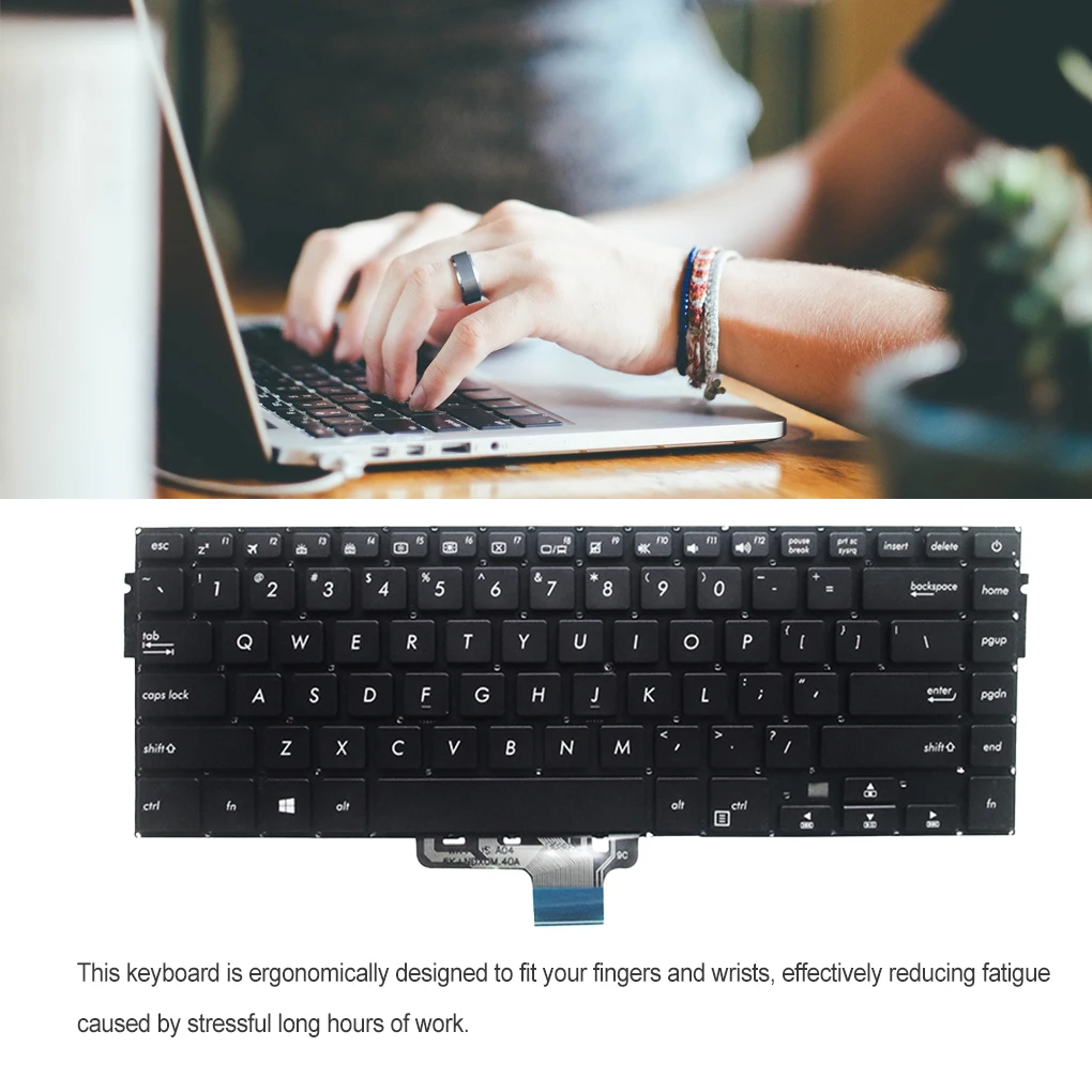 

No Frame Keyboard Backlit Key Board Keyboards Notebook Parts Home Office Replacement for Asus VivoBook S510 English