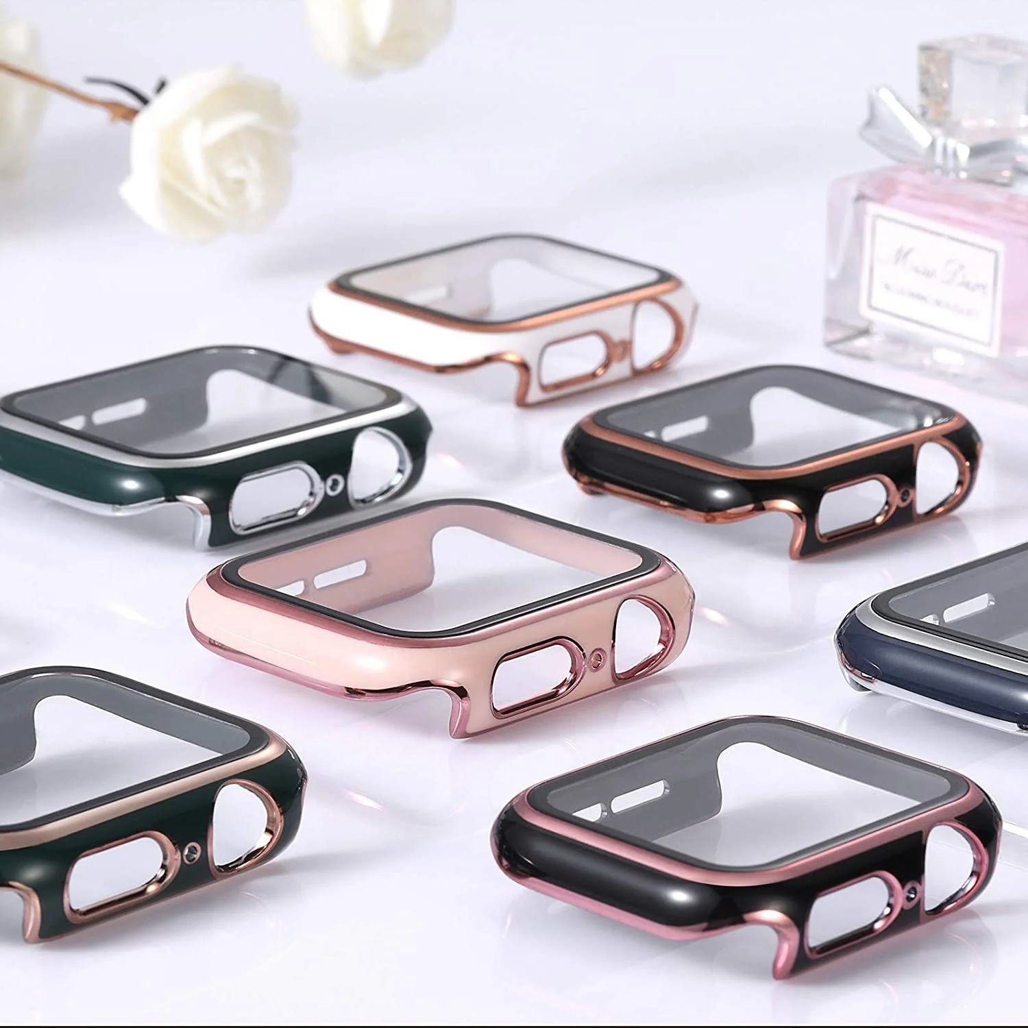 

Cover For Apple watch case 45mm 41mm 44mm 40mm 42mm 38mm accessories Tempered Glass Screen Protector iWatch series 7 8 5 6 SE 3