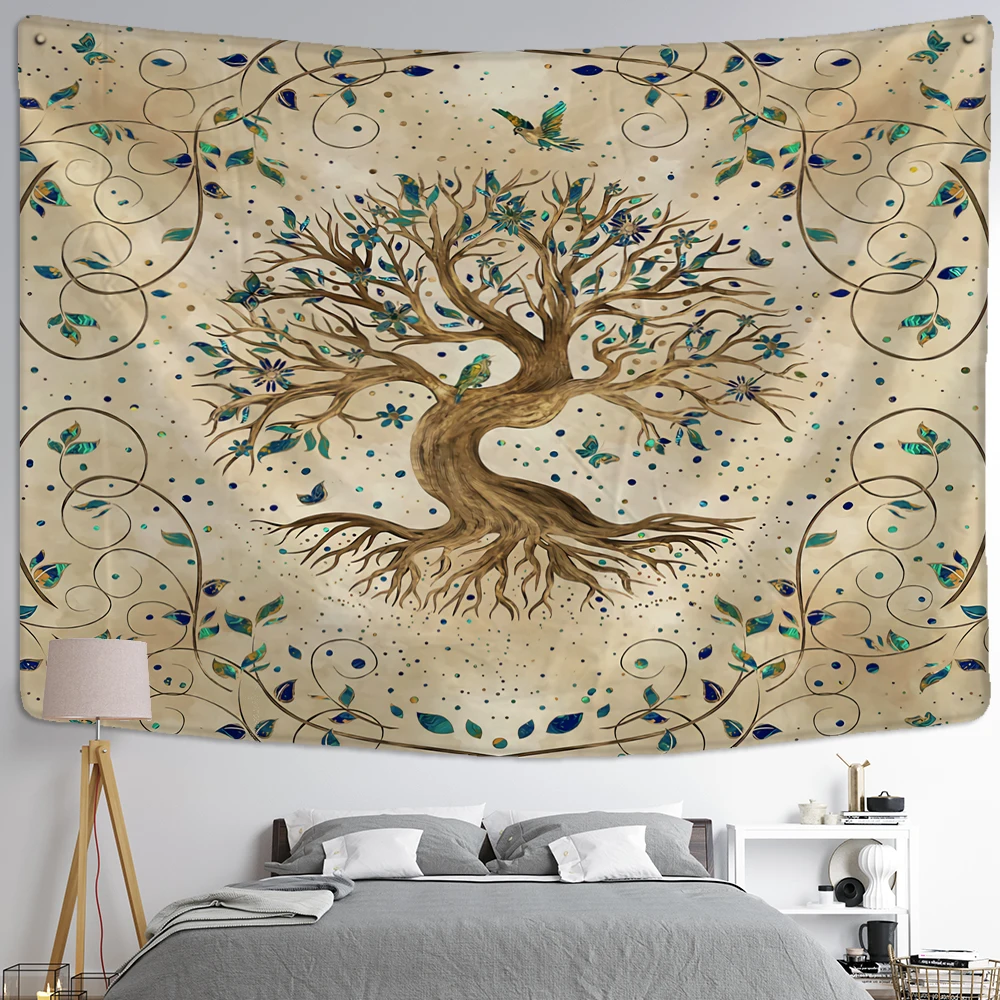 

Home Decor Boho Yoga Mat Big Sheet Psychedelic Witchcraft Hippie Tree of Life Art Print Polyester Tapestry Wall Hanging tapiz