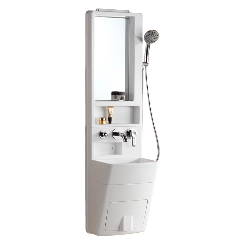 

Mini and Simple Apartment Wall-Mounted Washbasin Cabinet Dormitory Small Apartment Washstand Surface with Shower Bathroom Cabine