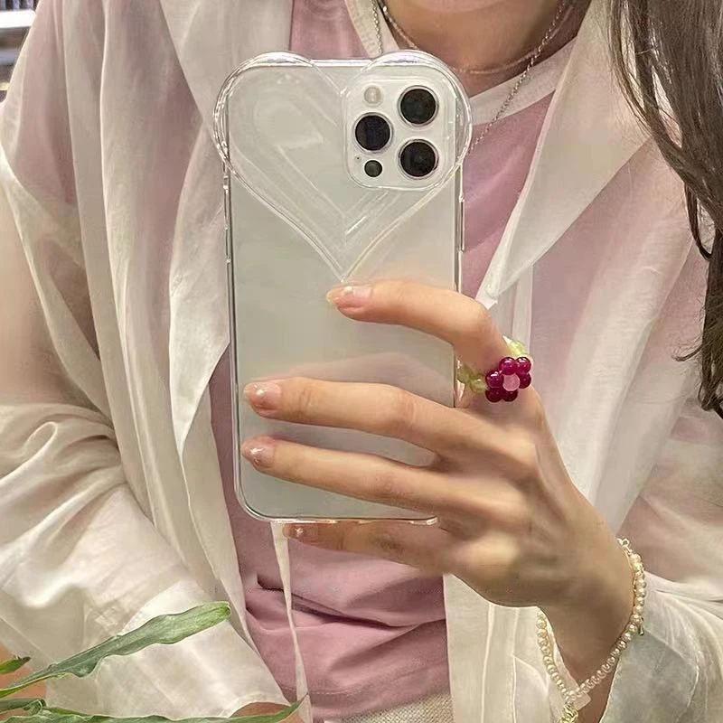 

INS Korean Love Heart Camera Lens Frame Clear Soft Case For IPhone 12 13 7 8 Plus 11 Pro Max XR X XS Max Protection Back Cover