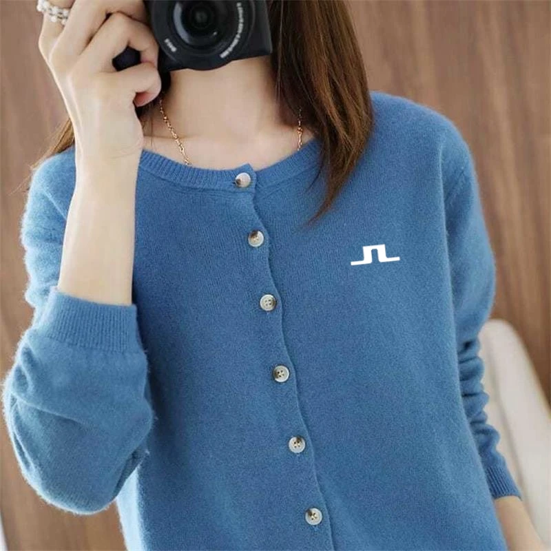 

2023 Golf Wear Autumn Women Golf Knit Hazzys Golf Sweater Women's Golf Clothing Coat Long Sleeves Short Style on Both Sides