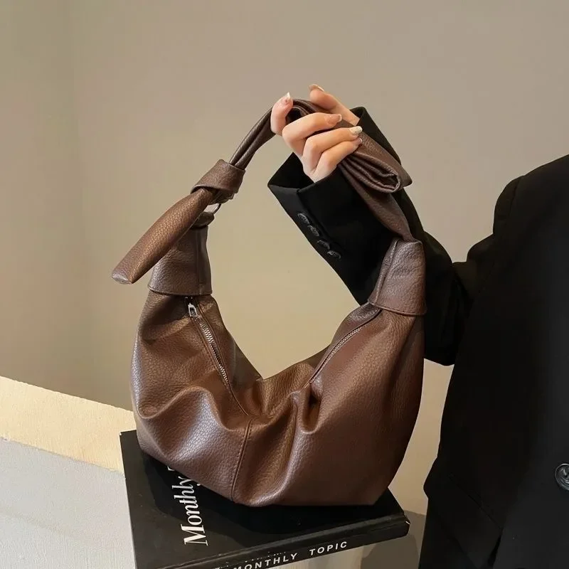 Большие однотонные сумки через плечо женская сумка-хобо на для женщин зима 2024