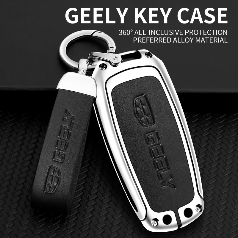 

Car Key Holder Cover Case Leather For Geely Emgrand L S Preface Okavango Icon Benry Vision Type Auto Aluminum Alloy Accessories