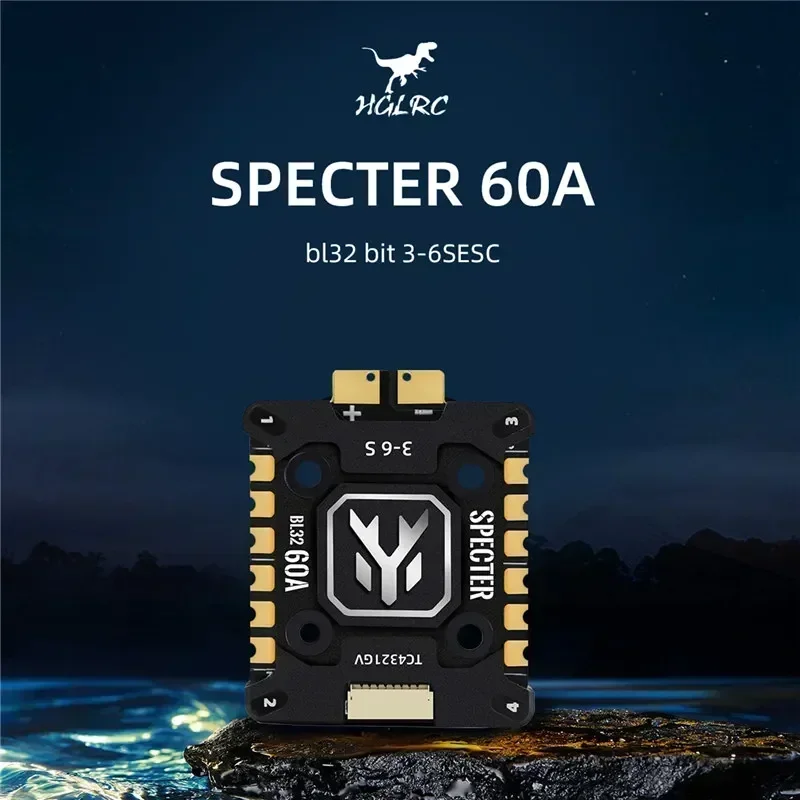HGLRC SPECTER 60A BL32 4in1 Mini ESC G071 128K Встроенный радиатор с ЧПУ 20X20 мм 3-6S для FPV дронов