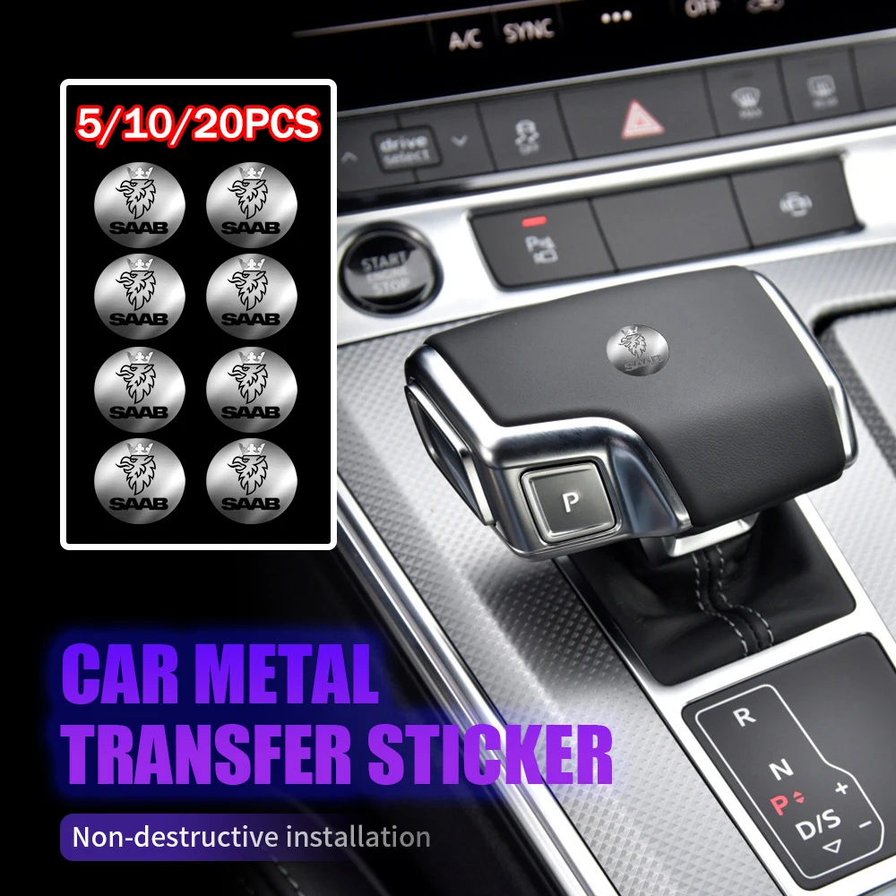 

5/10/20PCS Car Steering Wheel Dashboard Decor Nickel Stickers For SAAB 9-3 9-5 93 9000 900 9-7 428 600 99 9-X 97X GT750 Turbo X