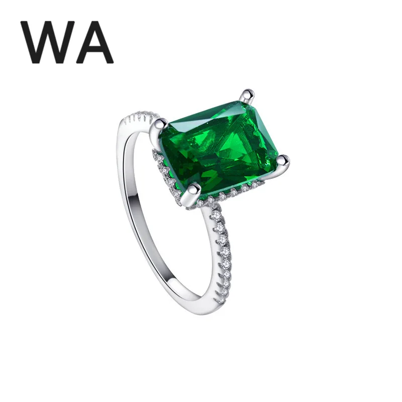 

S925 Sterling Silver Personality Hot Selling Emerald European Classic Square Diamond Engagement Rings for Men and Women