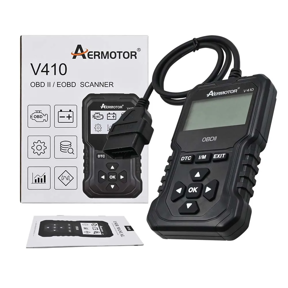 Автомобильный сканер AERMOTOR V410 OBD2 с поддержкой 9 протоколов считыватель кодов