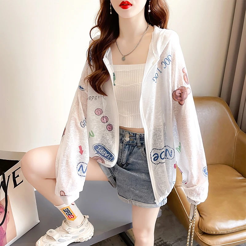 

Outdoor breathable sunscreen clothes women's summer Korean version loose large size wear ice thin sunscreen clothes outside card