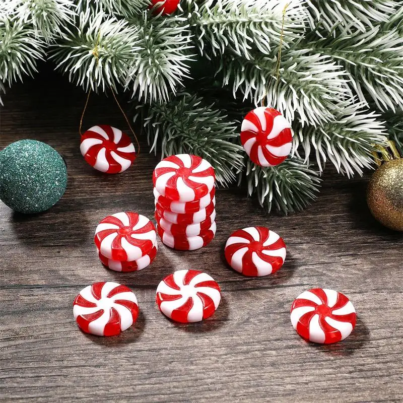 

50pcs Candy Christmas Tree Decorations Christmas Candy DIY Decor Peppermint Candy Decorations Christmas Candy Charms