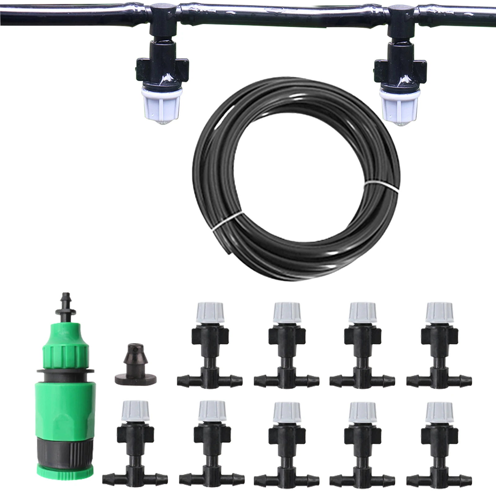

Cooling Mist Sprayer Outdoor Misting Cooling System Automatic Watering Sprayer 10M Mist Hose 9 Atomizing Nozzles Garden