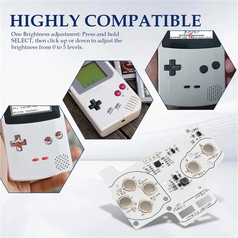 Фото 【SURPISE】Металлическая кнопка-пружина с подсветкой, совместимая с GAMEBOY GBC. Возможность индивидуального подбора цвета RGB. №2