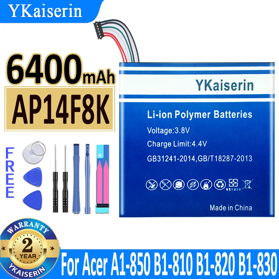 

6400mAh YKaiserin Battery AP14F8K Replacement Battery For Acer Iconia Tab A1-850 B1-810 B1-820 B1-830 W1-810 Bateria