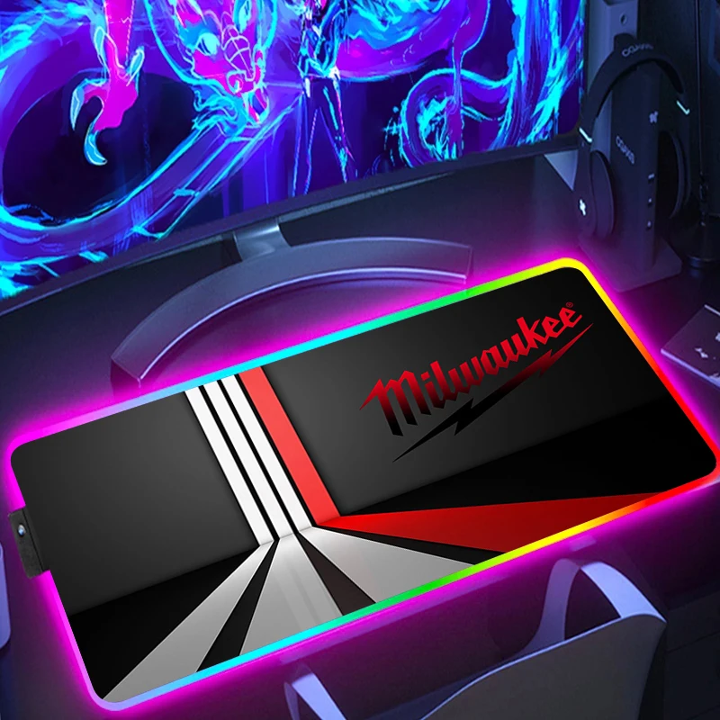 

Mouse Pad RGB Gamer Accessories Backlight Large Milwaukee Xxl Gaming Desk Protector Mousepad Extended Keyboard Pc Anime Mice Mat